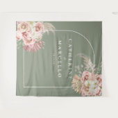 Tenture Sage Green Boho Pampas Grass Floral Mariage (Devant (Horizontal))