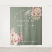 Tenture Sage Green Boho Pampas Grass Floral Mariage (Devant)