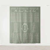 Tenture Sage Green Fabric Wedding Seating Chart Banner (Devant)