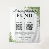 Tenture Sage Green Feuilles Honmoon Fund Mariage QR (Devant)