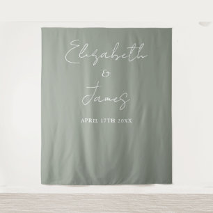 Tenture Sage Green Minimaliste Mariage Photo fond