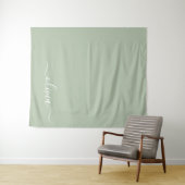 Tenture Sage Green Minimaliste Moderne Monogramme Élégant (En situation (horizontale))