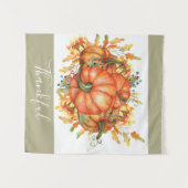 Tenture Sage Green & Orange Citrouille Bounty Thanksgiving (Devant (Horizontal))