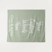 Tenture Sage Green Vos Mots Personnalisés Mariage Arrière- (Devant (Horizontal))