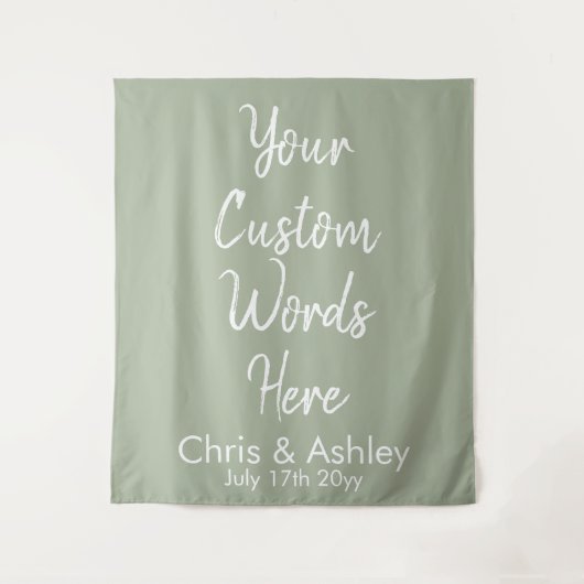 Tenture Sage Green Vos Mots Personnalisés Mariage Arrière- (Devant)