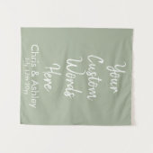 Tenture Sage Green Vos Mots Personnalisés Mariage Arrière- (Devant (Horizontal))