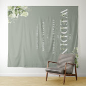 Tenture Sage Greenery Typographie Mariage Photo Contexte (En situation (horizontale))
