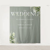 Tenture Sage Greenery Typographie Mariage Photo Contexte (Devant)
