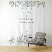 Tenture Sage Lilac Verdure Mariage Photo Booth fond (En situation)