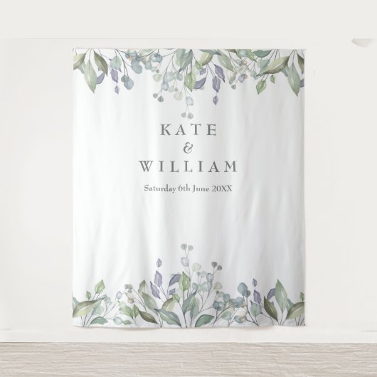Tenture Sage Lilac Verdure Mariage Photo Booth fond (Devant)