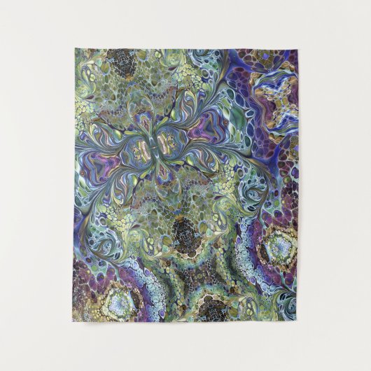 Tenture Sage vert, violet bleu Motif Abstrait (Devant)