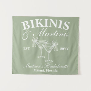 Tenture Sages verts Bikinis et Martinis Enterrement de vie
