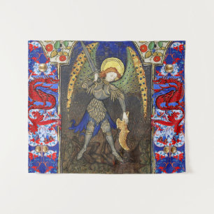Tenture Saint Michel l'Archange avec le diable , les drago