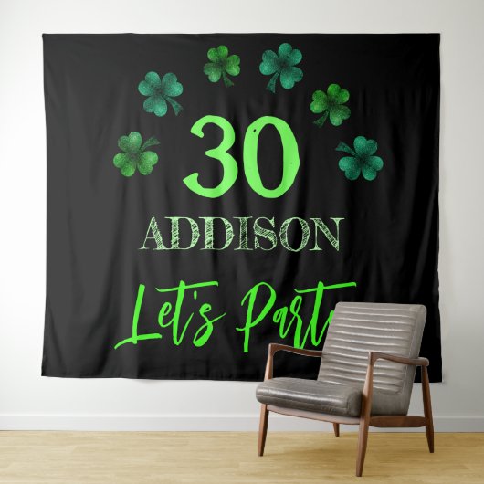 Tenture Saint Patrick Anniversaire Faisons la fête en arri (En situation (horizontale))