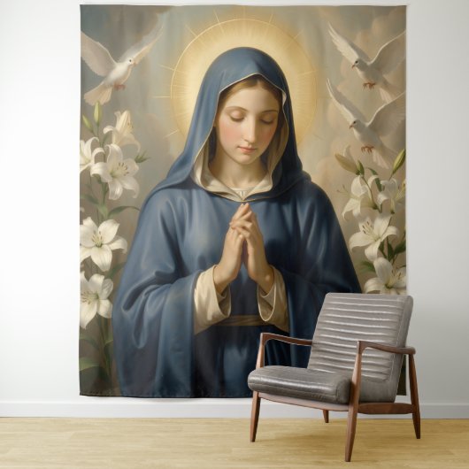 Tenture Sainte Mère de Dieu - Amour divin et protection (En situation)