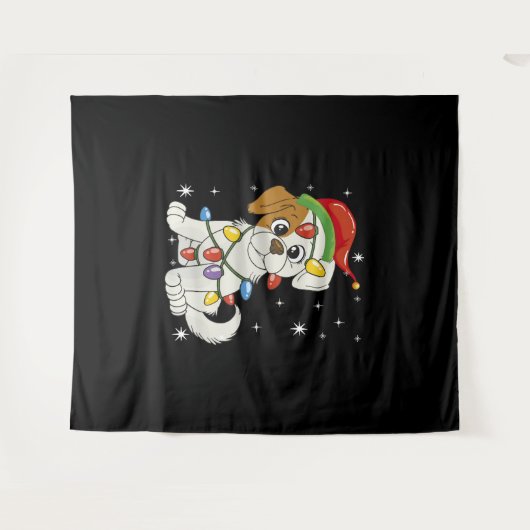 Tenture Saison Noël Père Noël Jack Russell Terrier (Devant (Horizontal))