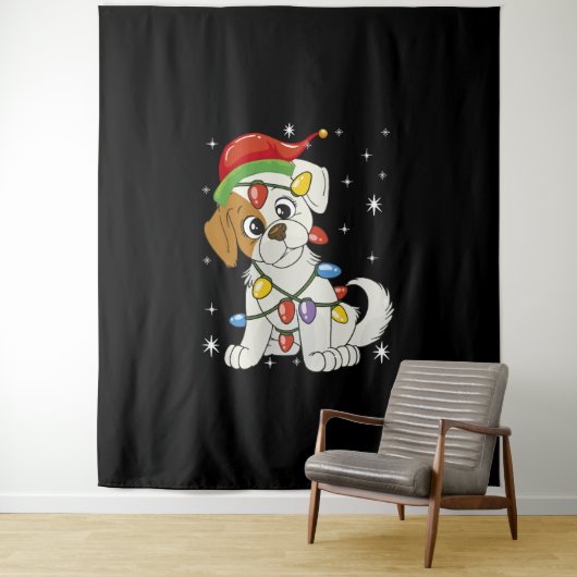 Tenture Saison Noël Père Noël Jack Russell Terrier (En situation)