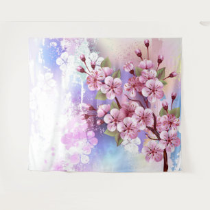Tenture Sakura rose sur la peinture Arrière - plan