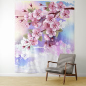 Tenture Sakura rose sur la peinture Arrière - plan (En situation)