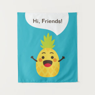 Tenture Salut les amis ! Illustration d'ananas