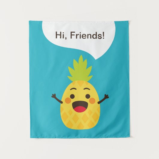 Tenture Salut les amis ! Illustration d'ananas (Devant)
