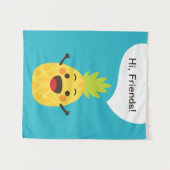 Tenture Salut les amis ! Illustration d'ananas (Devant (Horizontal))