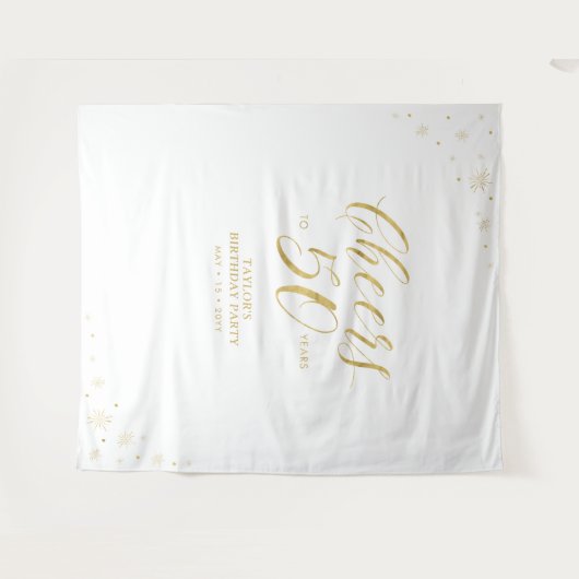 Tenture Salutations à 50 ans | Gold 50th Birthday Party (Devant (Horizontal))