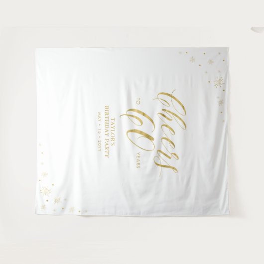 Tenture Salutations à 60 ans | Gold 60th Birthday Party (Devant (Horizontal))