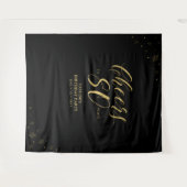 Tenture Salutations jusqu'à 80 ans | Gold & Black Birthday (Devant (Horizontal))