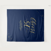 Tenture Salutations jusqu'à 80 ans | Gold & Navy fête d'an (Devant (Horizontal))