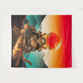 Tenture Samurai Cat Warrior Legend Wall Tapestry (Devant (Horizontal))