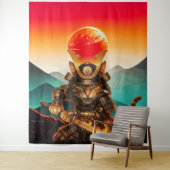 Tenture Samurai Cat Warrior Legend Wall Tapestry (En situation)