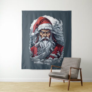 Tenture Samurai Père Noël Warrior Christmas Art Cadeau