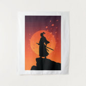 Tenture Samurai Sunset Tapestry – Bold Minimalist Wall Art (Devant)