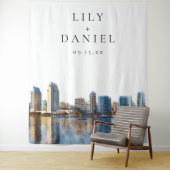 Tenture San Diego Skyline Wedding Photo Backdrop (En situation)
