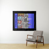 Tenture San Francisco Skyline Colour Line Art (En situation (horizontale))