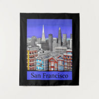 San Francisco Skyline Colour Line Art