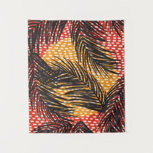 Tenture Sans couture avec feuilles de palmiers noirs et co