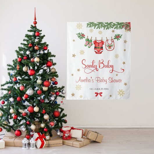 Tenture Santa Baby Christmas Baby Shower Celebration