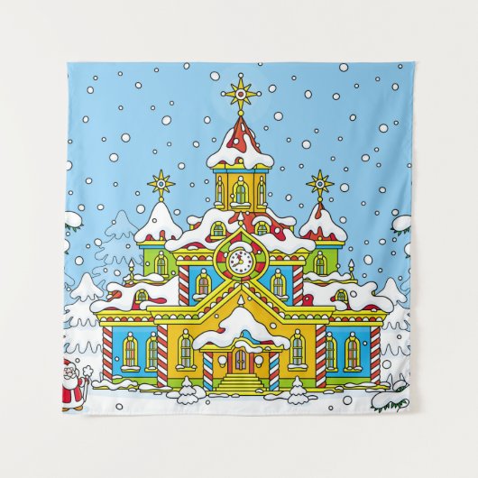 Tenture Santa Claus maisons, claus, maison, hiver, gel, gr (Devant)