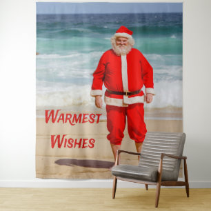 Tenture Santa Clause sur la plage les plus chauds souhaits