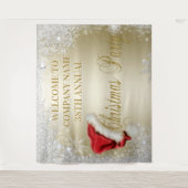 Tenture Santa Hat Snowflake Fête de Noël Arrière-plan (Devant)