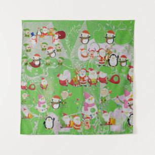 Tenture Santa Magical Green New Year