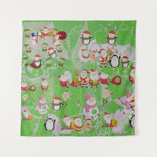 Tenture Santa Magical Green New Year (Devant)