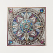 Tenture Saphirs roses et bleus Diamants Perles Mandala (Devant)