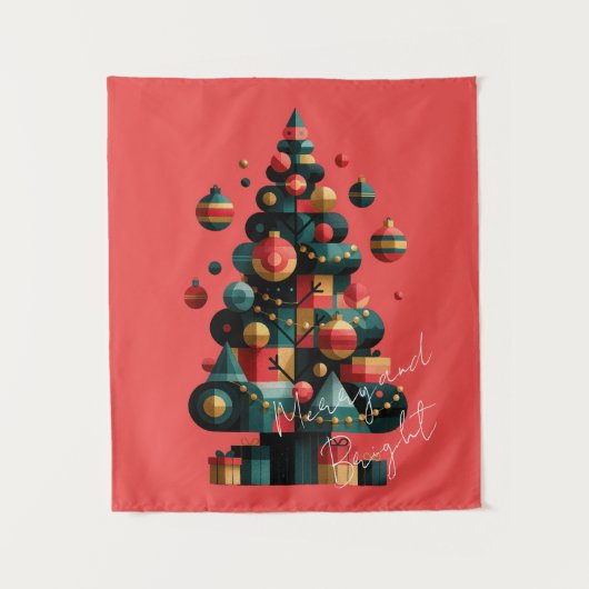 Tenture Sapin de Noël géométrique (Devant)