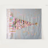 Tenture Sapin de Noël rose et or Impasto (Devant (Horizontal))