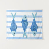 Tenture Sardines bleues rayées côtières  (Devant (Horizontal))