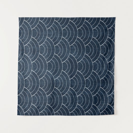 Tenture Sashiko seamless indigo dye pattern with tradition (Devant (Horizontal))