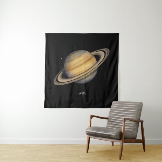 Tenture Saturne artistique avec anneaux vibrants (En situation)